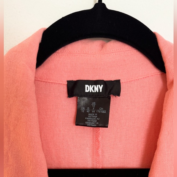 DKNY Sleeveless Linen/Viscose Salmon Sleeveless Wrap Midi Dress Size 12 - Picture 3 of 7